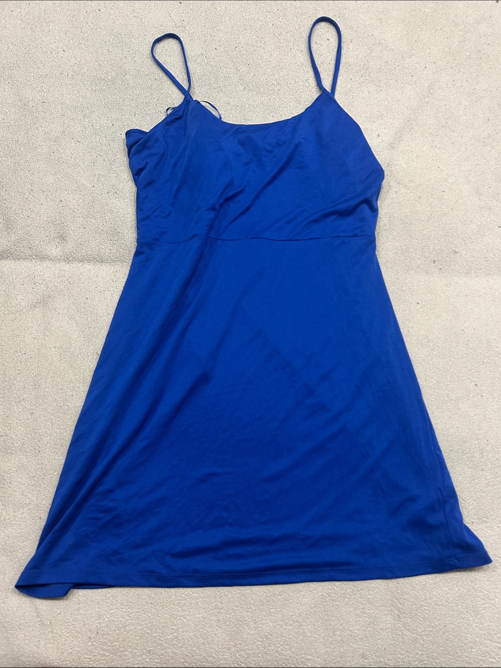 Blue Spaghetti-Strap Mini Dress with Back Tie